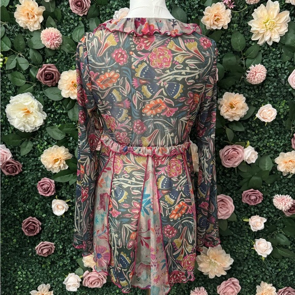 NATURAL LIFE Multicolor Floral Ruffle Tie-Front Tunic - Picture 5 of 11